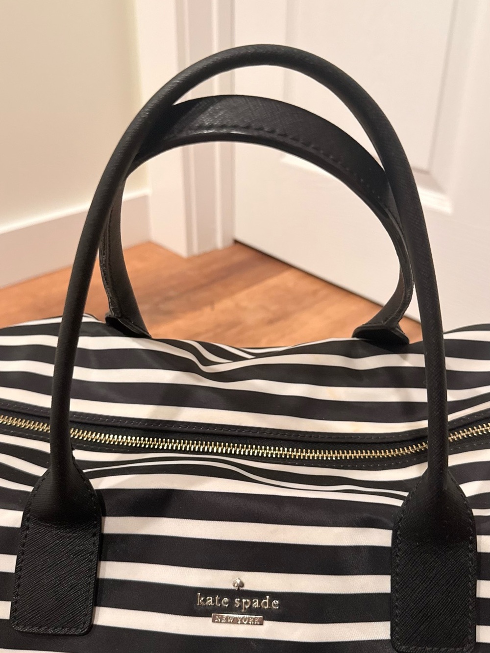 kate spade Black & White Striped Travel Bag Set with Floral Cosmetic Cases - Picture 3 of 16